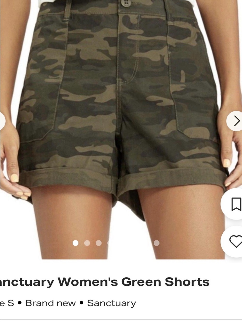 Sanctuary Olive Camo High-Rise Utility Shorts